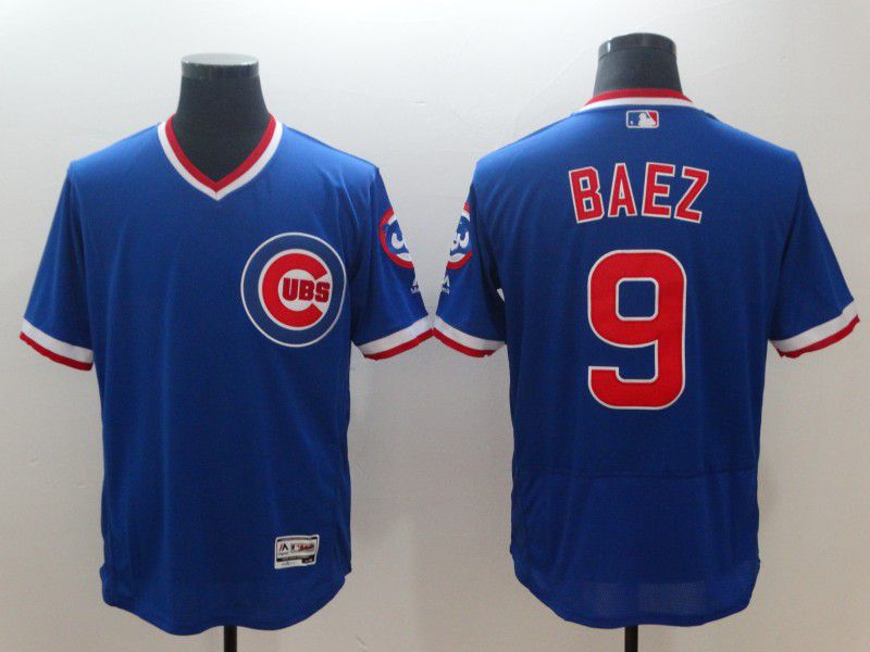 Men Chicago Cubs #9 Baez Blue Elite Throwback MLB Jerseys->women mlb jersey->Women Jersey
